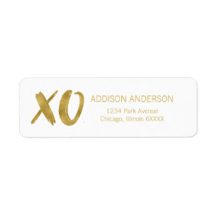 Brushed XOXO Gold Foil Valentine Address Label
