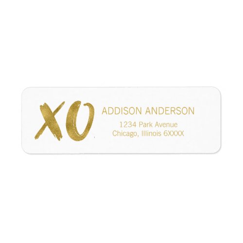 Brushed XOXO Gold Foil Valentine Address Label