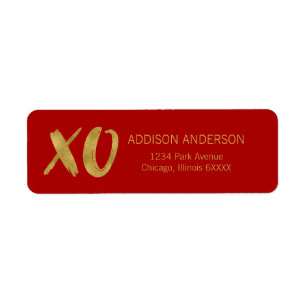 Brushed XOXO Gold Foil Valentine Address Label