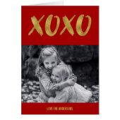 Brushed XOXO Gold Foil Valentine's Day Photo Card (Front)