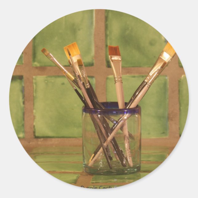 Brushes Classic Round Sticker (Front)