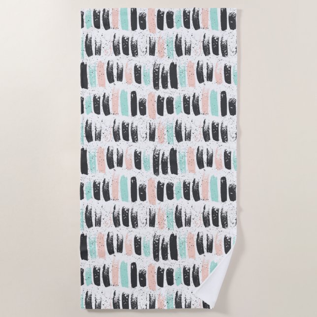 Brushes & Ink Strokes Pattern Beach Towel (Front)