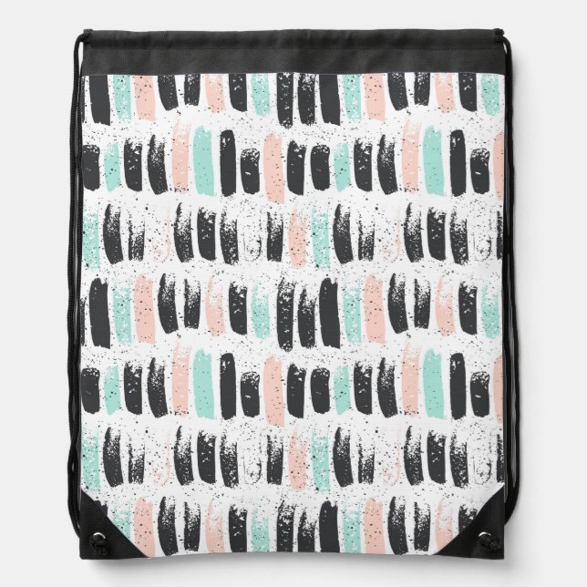 Brushes & Ink Strokes Pattern Drawstring Bag (Front)