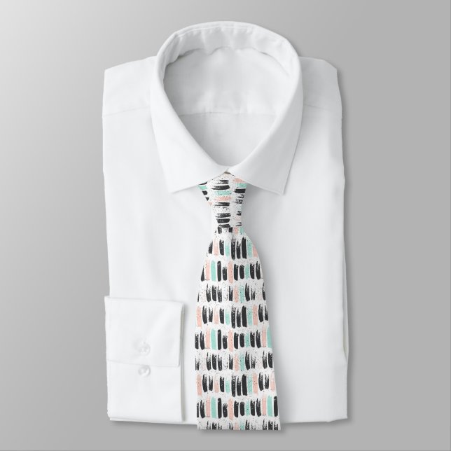 Brushes & Ink Strokes Pattern Neck Tie (Tied)