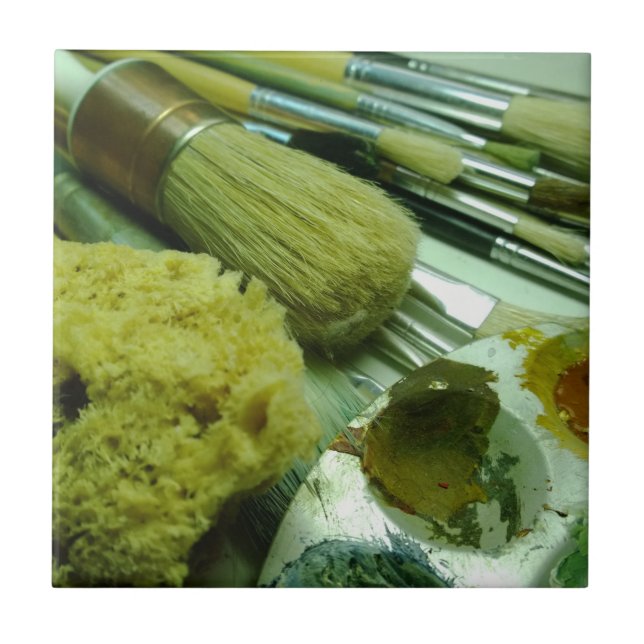 Brushes & Paint Ceramic Tile (Front)