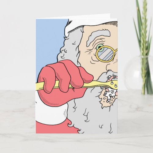 Brushing Santa Holiday Card