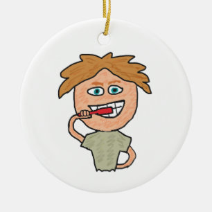 Brushing Teeth Ceramic Ornament