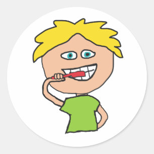 Brushing Teeth Classic Round Sticker