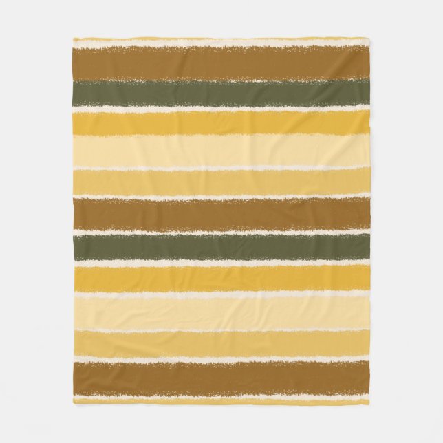 BrushLine-Stripes | Warm Earthy Fleece Blanket (Front)
