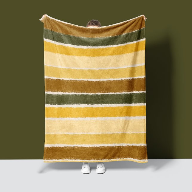 BrushLine-Stripes | Warm Earthy Fleece Blanket (Creator Uploaded)