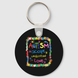 Brushstroke Autism Awareness Accept Understand Lov Keychain