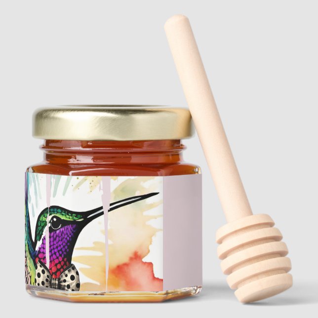 Brushstroke Bird Art Honey Jar Favors (Front)