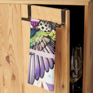 Brushstroke Bird Art Kitchen Towel