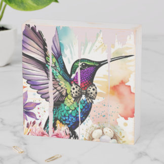 Brushstroke Bird Art Wooden Box Sign