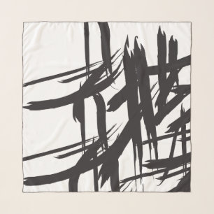 Brushstroke, black and white, abstract pattern scarf
