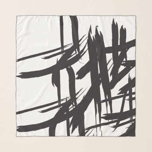 Brushstroke black and white abstract pattern scarf