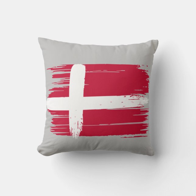 Brushstroke Denmark Flag Throw Pillow (Front)