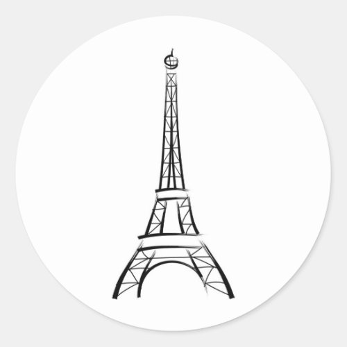 Brushstroke Eiffel Tower Classic Round Sticker