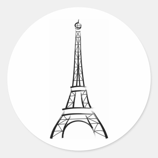 Brushstroke Eiffel Tower Classic Round Sticker (Front)