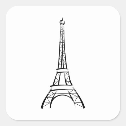 Brushstroke Eiffel Tower Square Sticker