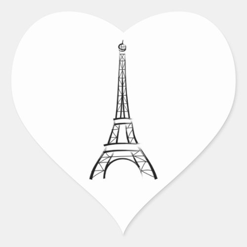 Brushstroke Eiffel Tower Wedding Hearts Heart Sticker