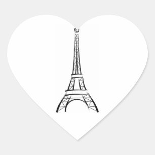 Brushstroke Eiffel Tower Wedding Hearts Heart Sticker