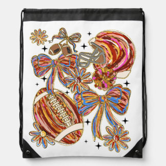 Brushstroke Football Coquette Drawstring Bag