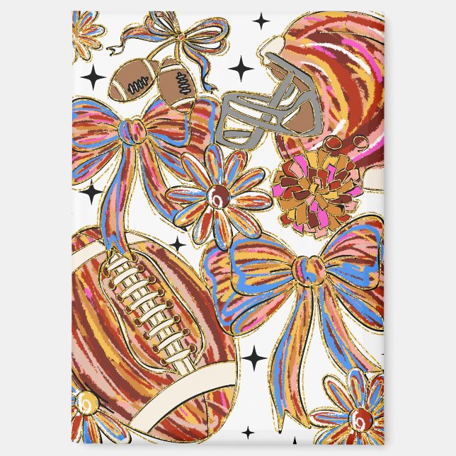 Brushstroke Football Coquette Magnet (Front)