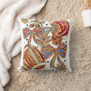 Brushstroke Football Coquette Throw Pillow