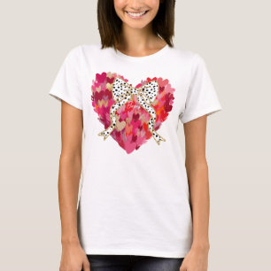 Brushstroke Hearts and Dalmatian Bow T-Shirt