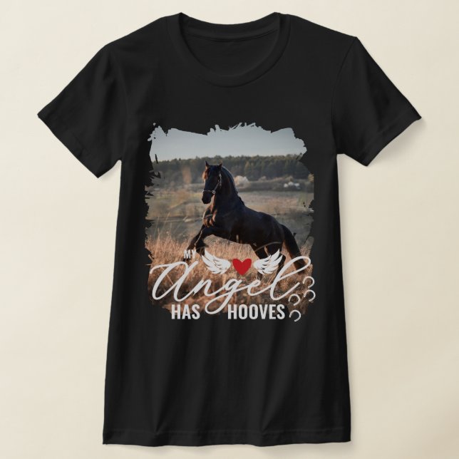 Brushstroke Photo Angel Has Hooves Horse Memorial T-Shirt (Laydown)