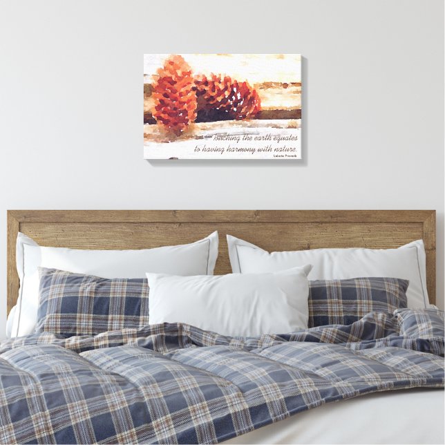 Brushstroke Pine Cones Digital Art Canvas Print (Insitu(Bedroom))