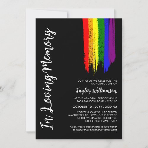 Brushstroke Pride Flag LGBTQ Life Celebration Invitation