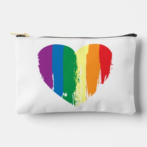 Brushstroke Rainbow Heart Accessory Pouch