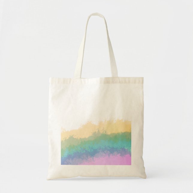 Brushstroke rainbow watercolour tote bag (Front)
