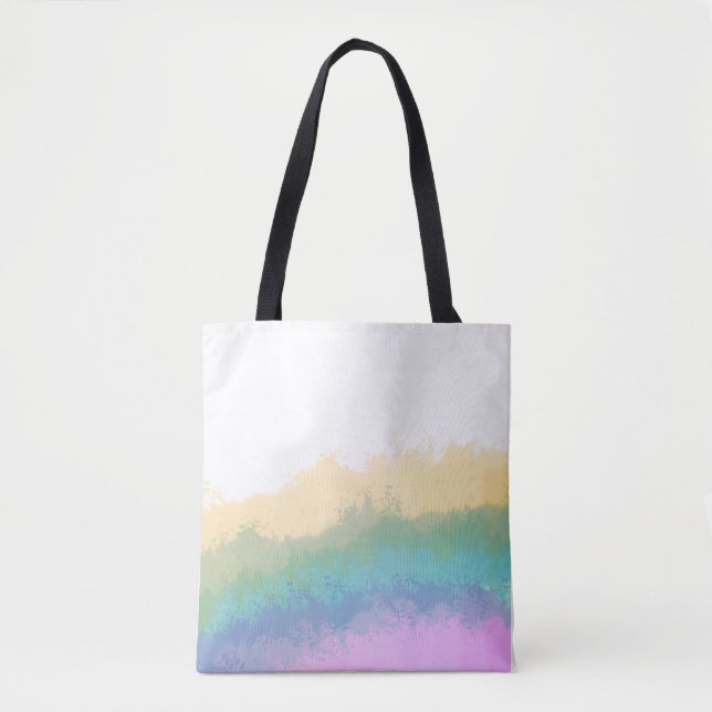 Brushstroke rainbow watercolour tote bag (Front)
