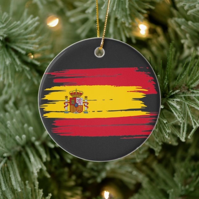 Brushstroke Spain Flag Ceramic Ornament (Tree)