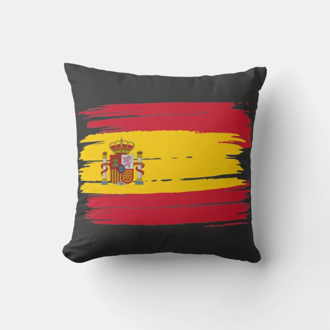 Brushstroke Spain Flag Throw Pillow (Front)