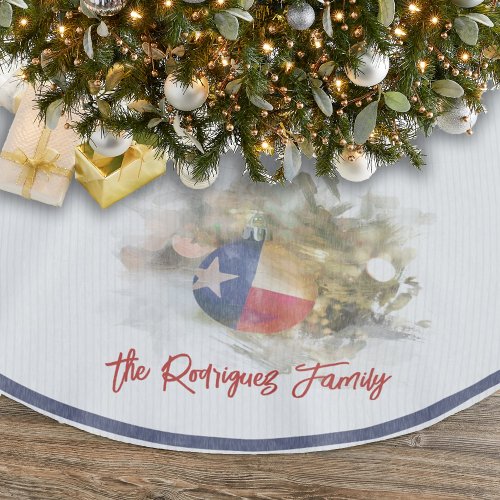 Brushstroke Texas Flag Christmas Ornament Art Brushed Polyester Tree Skirt