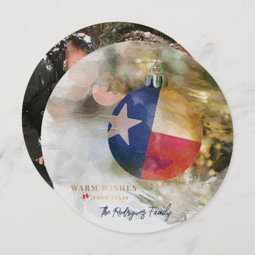 Brushstroke Texas Flag Christmas Ornament Art Holiday Card