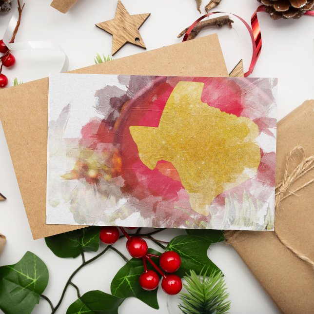 Brushstroke Texas Shape Christmas Ornament Art Hol Holiday Card (Creator Uploaded)