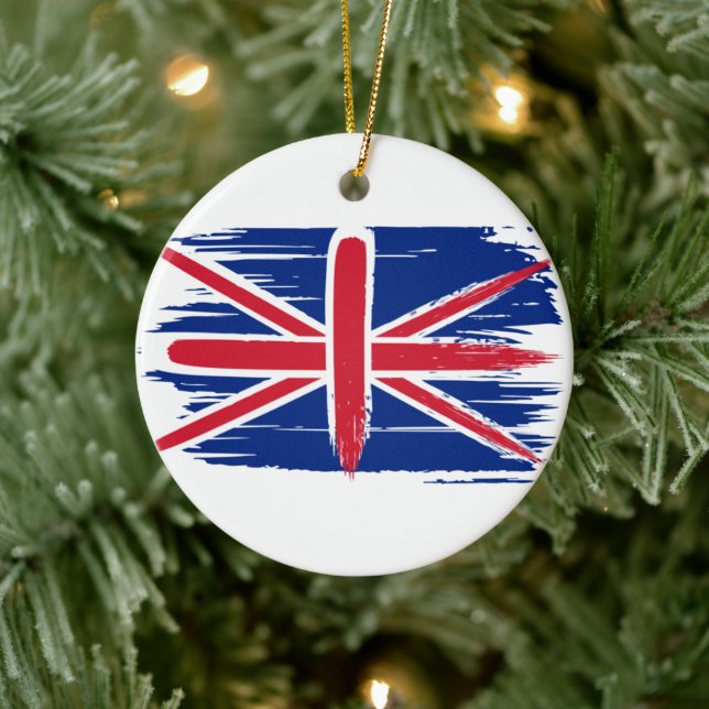 Brushstroke UK Union Jack Flag Ceramic Ornament (Tree)