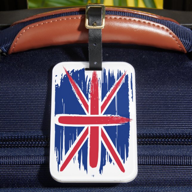 Brushstroke UK Union Jack Flag Luggage Tag (Front Insitu 2)
