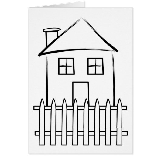 Brushstroke White Picket Fence House Cards (Front)