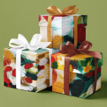 Brushstrokes Festive Abstract Christmas Background Wrapping Paper Sheets<br><div class="desc">This Christmas wrapping paper design features an abstract brushstroke background in green,  gold,  and white traditional Christmas colors. Set of 3 different festive backgrounds.</div>