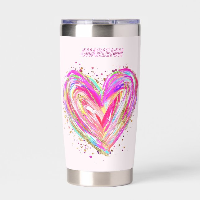 Brushstrokes Heart Valentines Day  Insulated Tumbler (Front)