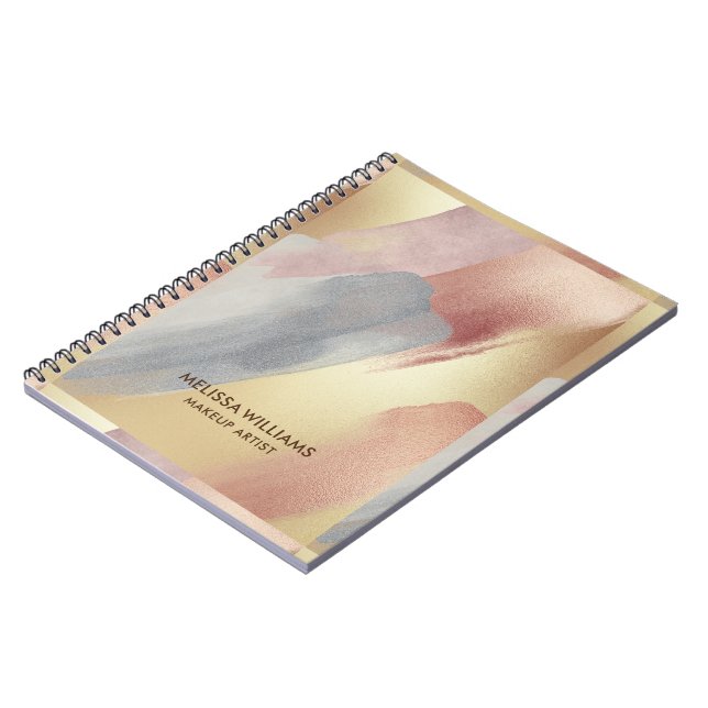 Brushstrokes in gold, copper and gray notebook (Left Side)