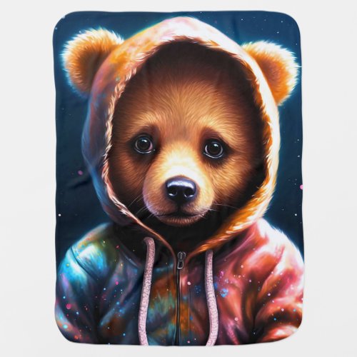 Brushstrokes of Cuteness Baby Bears Hoodie Charm Baby Blanket