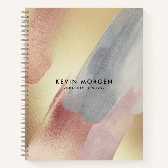 Brushstrokes pastel colors modern design notebook (Front)