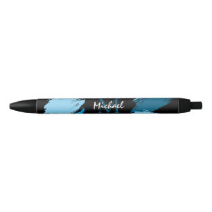 Brushstrokes shades of blue name with monogram pen